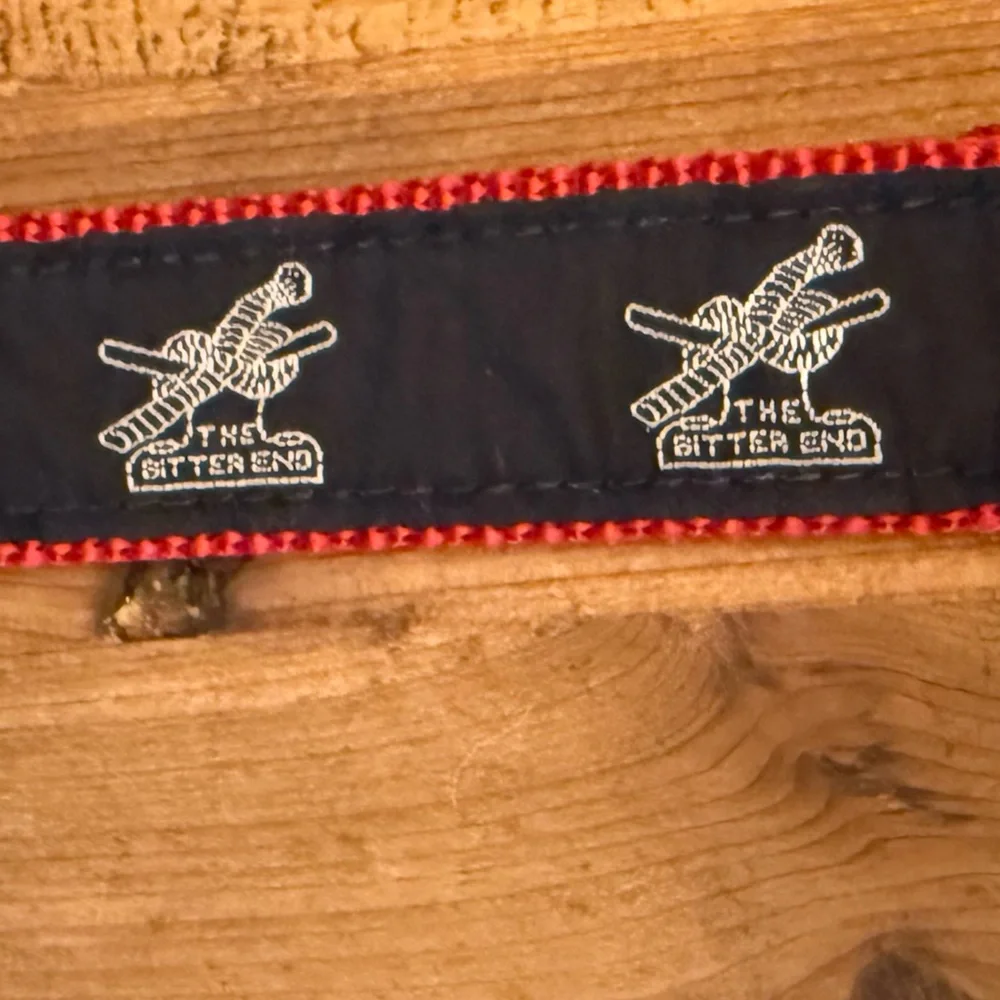 Red Navy Dog Collar Gold Accents Size M Nautical The Bitter End Knot nautical